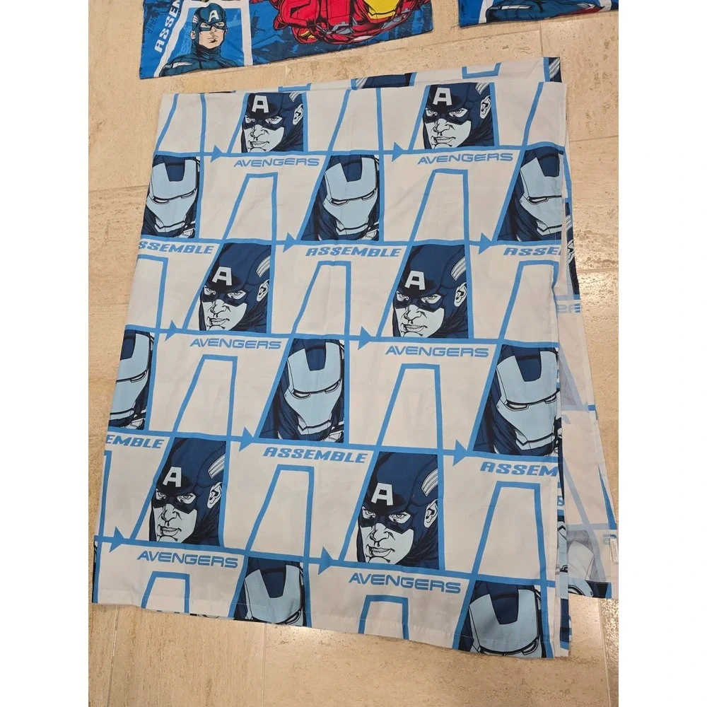 Set of 3 Marvel AVENGERS ASSEMBLE Pillowcases Full Flat Sheet  Iron man Hulk Cap